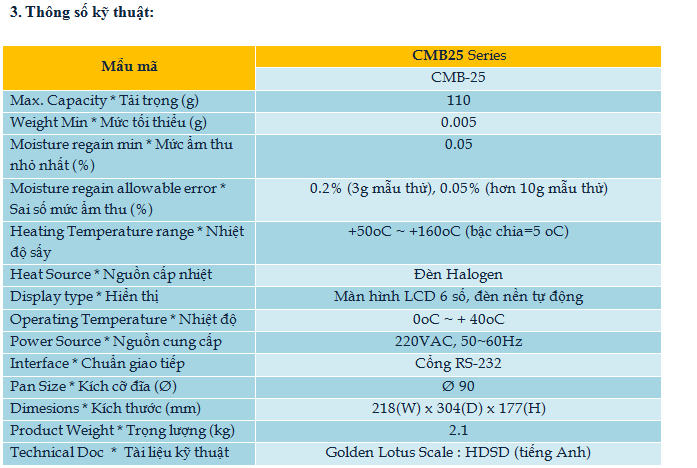 Cân điện tử phân tích - sấy ẩm CMB25-2